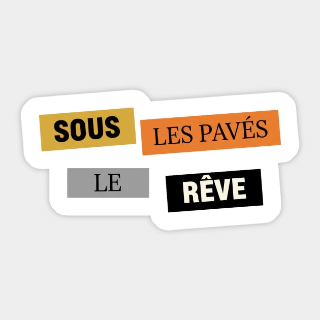 Sous les Pavés, le Rêve Affiche Inspiration Mai 68 Sticker by Art2Wear